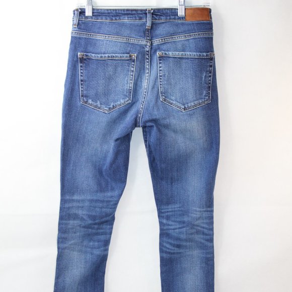 H&M &DENIM SKINNY HIGH WAIST DENIM JEANS SZ 28 DISTRESSED WOMENS RAW HEM COTTON - Picture 12 of 16